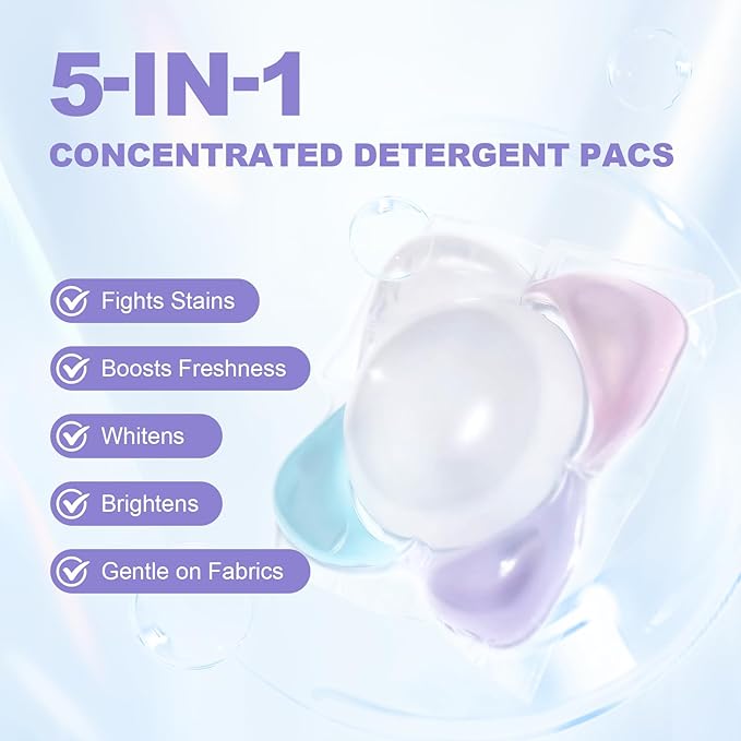 200-Count Laundry Detergent Pods, 5-in-1 Powerful Clean, Stain Remover, Color Protector, Fabric Care, Deep Intensive Clean, HE Compatible