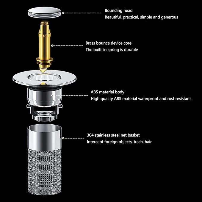 Drain Drain Plug Sink With Hair Strainer Popup Drain Strainer OUniversal Compatibility For Bathroom Sinks