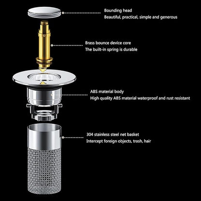 Drain Drain Plug Sink With Hair Strainer Popup Drain Strainer OUniversal Compatibility For Bathroom Sinks
