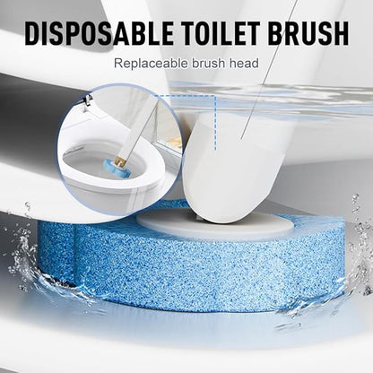 Disposable Toilet Cleaning System: Toilet Brush & Holder Kit with 18PCS Pre-Soaked Cleaner Wall-Mount Scrubbing Toilet Brush Bathroom Cleaning Kit (36-Pack Marine Brush Head)