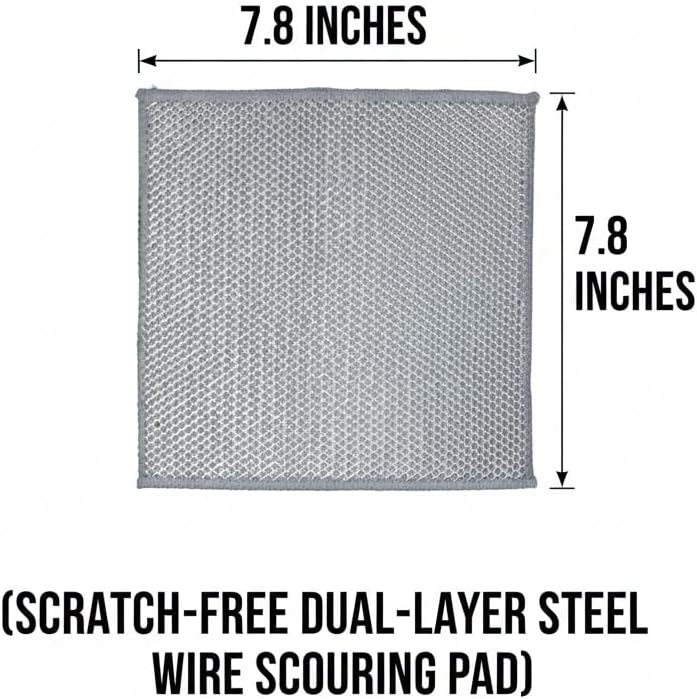 16 Pack Double-Layer Stainless Steel Dishcloths - Non-Scratch Wire Cleaning Rags, Reusablediamond Weave Scrubber Cloths for Dishes, Cookware, Sinks, Stove Tops - 7.8 x 7.8 Inches