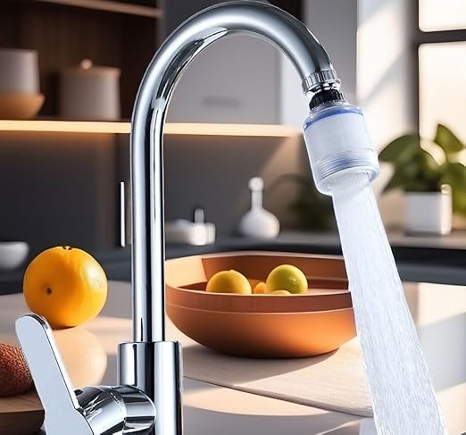 360 ° Rotating Kitchen Faucet Filter Sink Water Faucet Filters for Kitchen Short Styles Faucet Sprayer Attachment Bathroom Faucet Filter Water Softening with Universal Adapter and 3 Cartridges