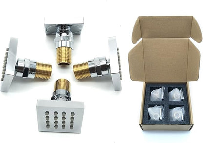 HOMEDEC Square Brass Shower Body Spray Spa Massage Jet, 4pcs