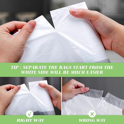 1.3 Gallon 100 Counts (fit 1.3-1.5 Gal) Mini Drawstring Trash Bags Garbage Bags by RayPard, 4-5L Small Plastic Trash Can Liner fit 1,1.2-1.5 Gal Waste Basket for Home Office Kitchen Bathroom, White