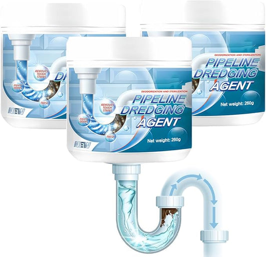 Powerful Pipe Dredging Agent, 2026 New Drain Clog Remover Pipeline Dredging Agent Toilet Unclogger Heavy Duty, Sink Drain Cleaner for Kitchen Bathroom Shower Pipes and Drains (3PCS)