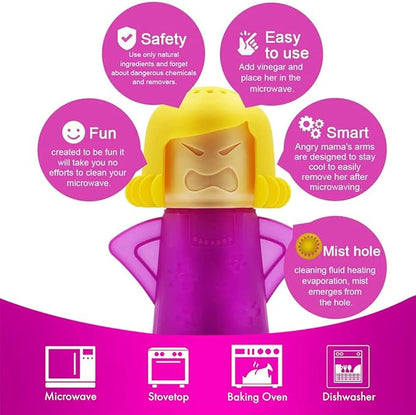 Abnaok 2PCS Angry Mama Microwave Cleaner with Chilly Mama Fridge Cleaner, Easily Clean in Minutes, Microwave cleaner Steam for Home or Office with English Manual