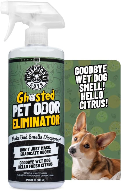 Chemical Guys Ghosted Pet Odor Eliminator 32 Oz Pet Smell Neutralizer For Car Interior, Carpet, Upholstery, Fabric Seats, Home, Furniture, Citrus Scent Spray Cleaner