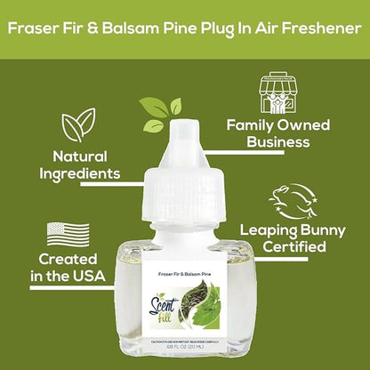 Scent Fill Fraser Fir & Balsam Pine Plug in Air Freshener, Scented Oil Refills, 2 Refills + Diffuser