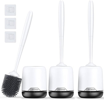 Lefree Toilet Brush Set with Ventilated Holder - 3 Packs, Silicone Toilet Bowl Brush - Floor Standing & Wall Mounted Scrubber