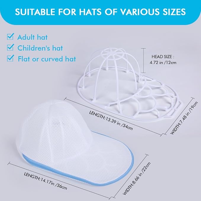 2Pcs Hat Washer Cage Hats Cleaner,Hat Washer for Washing Machine,Suitable for washing machines or dishwashers, various sizes of flat and curved baseball cap cleaning machines