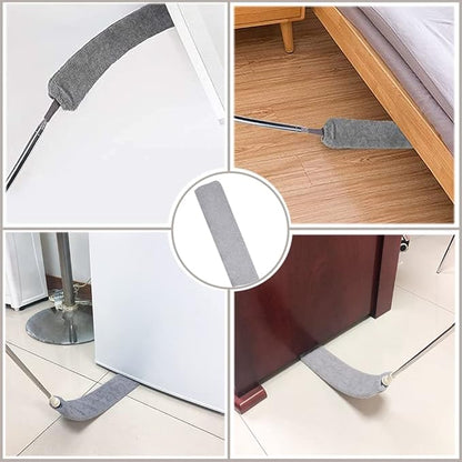 Microfiber Duster Cleaning Kit with 100 Inch Telescoping Extension Pole, Reusable Bendable Dusters, Washable Dusters for Cleaning Ceilings Fan Gray