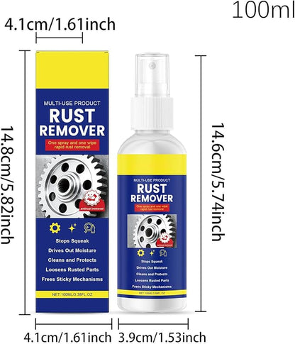 Rust Remover Spray, 100ml Liquid Cleanser, Rust Cleaner for Metal, Stain, Paint, Toilet, Shower, Sink, Bathtub, Tile, Bathroom, Automotive, Car, Wheel, Brake, Hub, Steel, Iron, Aluminum, Chrome