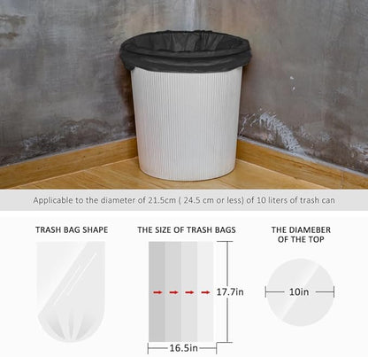 2 Gallon 180 Counts Small Strong Black Trash Bags Garbage Bags by Teivio,Small Waste Basket Liner, Bathroom Trash Can Bin Liners, Plastic Bags for home office kitchen,Black
