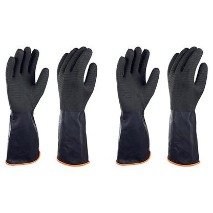 North Tower Chemical Resistant Gloves Rubber Heavy Duty Glove Work With Waterproof Gloves For Mens （14in,2 pair）