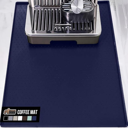 GORILLA GRIP Silicone Coffee Mat, 18x28, Espresso Machine Bar Accessories, Keep Kitchen Counters Clean, Stays in Place, Waterproof and Heat Resistant Dish Drying Mats, Home Decor Essentials, Navy