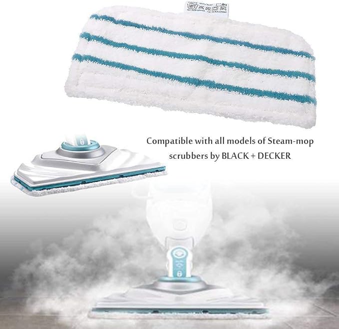 5 Pack Washable Microfiber Steam-Mop Cleaning Pads Compatible with All Black+Decker Steam Mops, SM1600, SM1610, SM1620, SM1630, SMH1621, HSMC1300FX, HSMC1321, HSMC1361SG