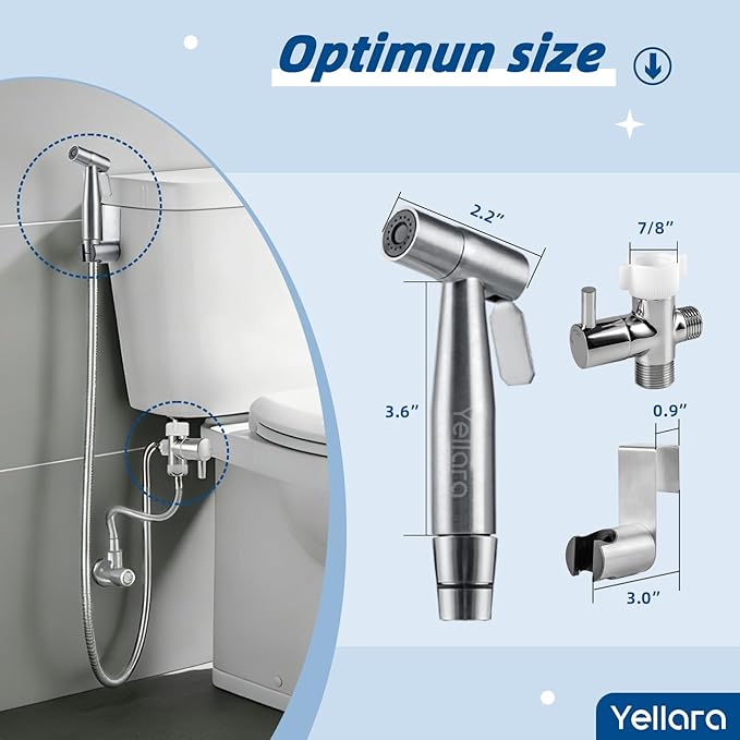 Handheld Bidet Sprayer Kit for Toilet – 2 Sets, Feminine Wash, Toilet Cleaning - Stainless Steel, Adjustable Water Pressure, Easy Installation