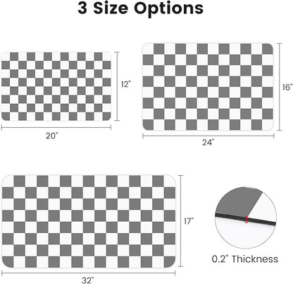 17" x 32" Checkered Dish Drying Mat for Kitchen Counter, Absorbent Coffee Bar Mat for Espresso Machine Coffee Countertops Accessories (Grey)