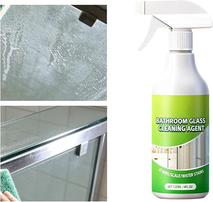 Bathroom Glass Cleaner – 120ml Household Solution, Water Stain Remover, Clear Spray | Quick Acting Formula, Shine Restore Care for Tiles Bathtubs Faucets Shower Heads Rooms