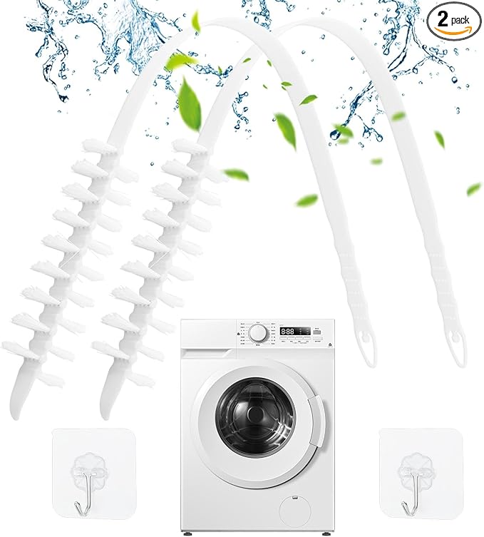 2PCS Washing Machine Cleaning Brush,Rolling Washing Machine Cleaner Front Loader Cleaning Tools with Storage Hook(23.23x5.51x1.38inch)
