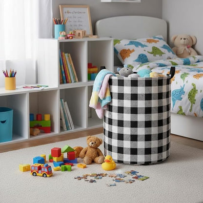 Baby Laundry Hamper kids laundry Basket Waterproof Laundry Bag for Bedroom Toy Clothes Organizer Room Décor(Checkered)