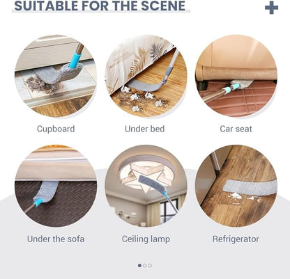 Retractable Gap Dust Cleaner, Extendable Microfiber Duster with Bendable Head, Reusable Washable Gap Duster Cleaning Tool for Home Kitchen Ceiling Blinds Sofa Bed Fridge Under Furniture (Set B)