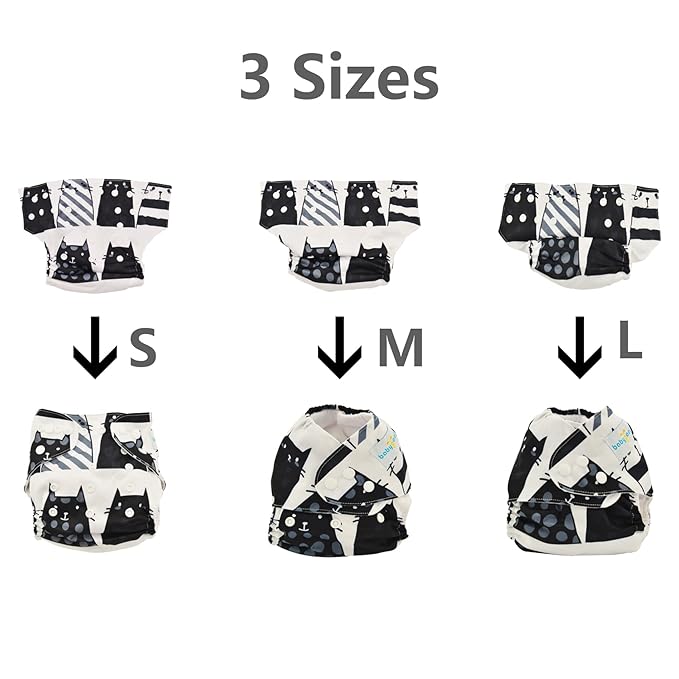 babygoal Baby Reusable Cloth Diapers 6 Pack+6pcs Rayon from Bamboo Inserts+Wet Bag, One Size Adjustable Washable Pocket Nappy Covers for Boys