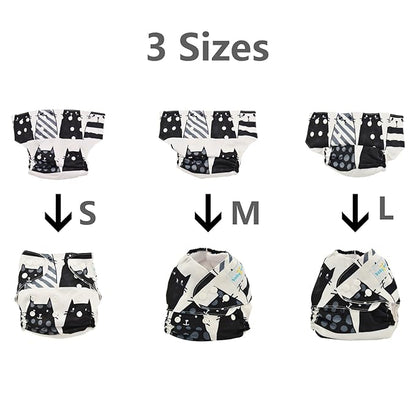 babygoal Baby Reusable Cloth Diapers 6 Pack+6pcs Rayon from Bamboo Inserts+Wet Bag, One Size Adjustable Washable Pocket Nappy Covers for Boys