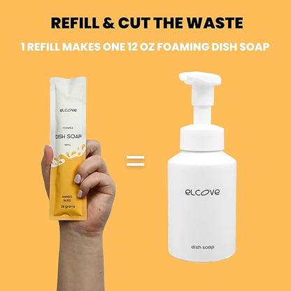 Eco Friendly Foaming Dish Soap Starter Set, Reusable Aluminum Soap Dispenser, Zero Waste, Non Toxic, Concentrated Powder Dish Soap Refill (Pack of 3) Make 36 oz of Foaming Dish Washing Liquid