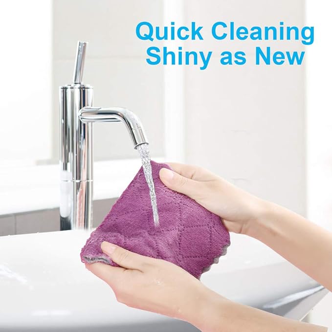 Reusable Cleaning Cloths 11PCS, Kitchen Towel Dish Towels, 10" x 6", Rags, Super Absorbent Microfiber Cleaning Towels for Furniture, Car, Tea, Bowl