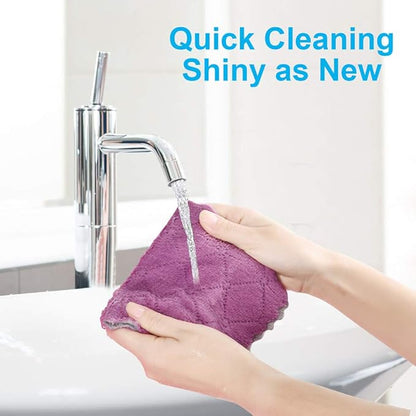 12PCS Kitchen Towels Dish Towels, Multipurpose Reusable Dish Cloths, Double-Sided Microfiber Cleaning Rags for Furniture, Tea, Bowl, 10x 6 inch