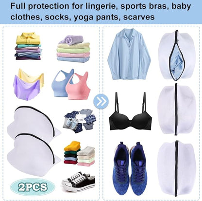 Vivifying Shoe Washing Machine Bag, Set of 2 Durable Mesh Laundry Bag with Zipper for Sneakers, Running Shoes, Sock, Bras and Toys