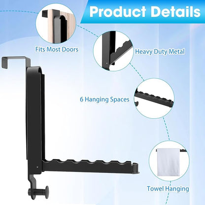 Over The Door Drying Rack, 1 Pack Foldable Over The Door Hooks Hanger for Laundry Clothes Heavy Duty Door Organizer Rack Coat Towels Hanging Storage for Bedroom Bathroom Kitchen