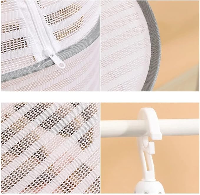 Primst Foldable Drying Fishing Net, Hanging Drying Net Rack Clothes Dry Basket with Zipper, Indoor and Outdoor Plants Dryer for Shrimp Fish Fruit Vegetables Herb (1 Layer)