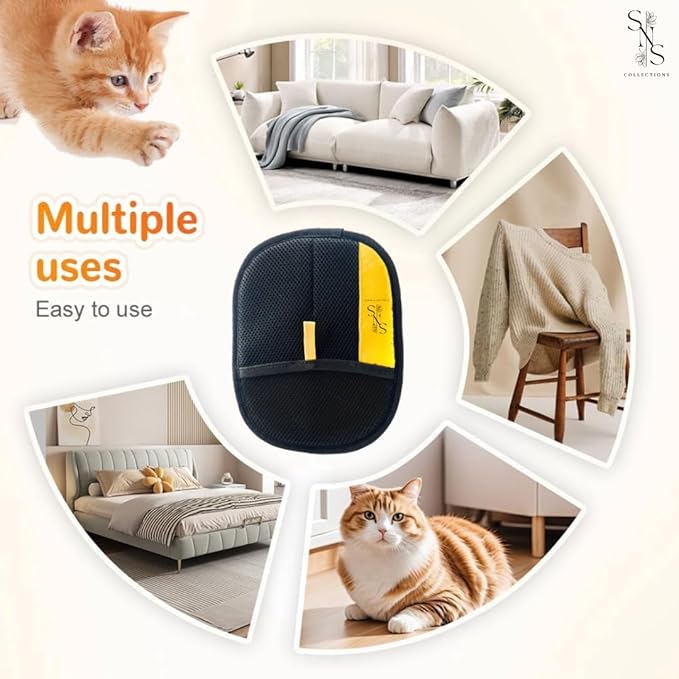 Pet Hair Removal Gloves for Dogs and Cats - Upgraded Reusable Electrostatic Grooming Glove - Easy Pet Hair Remover for Furniture - Clothing Carpet & Car Seats (2)