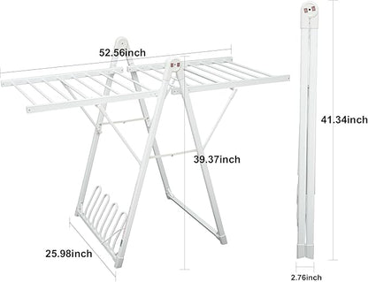 Electric Heating Clothes Drying Rack,Foldable Clothes Drying Rack,Suitable for Drying Clothes, Shoes and Socks.Plug & Play,Space Gray,Aluminum Alloy (White, 1 Tiers)