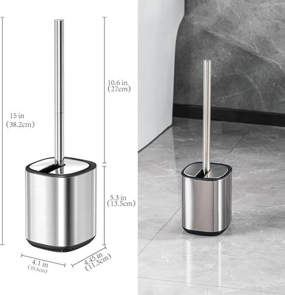 Toilet Brush and Holder Set Durable Toilet Scrubber Sleek Toilet Bowl Brush Stainless Steel Bathroom Toilet Brush Set with Lid Toilet Cleaning Brush 2 Pack(2, White)