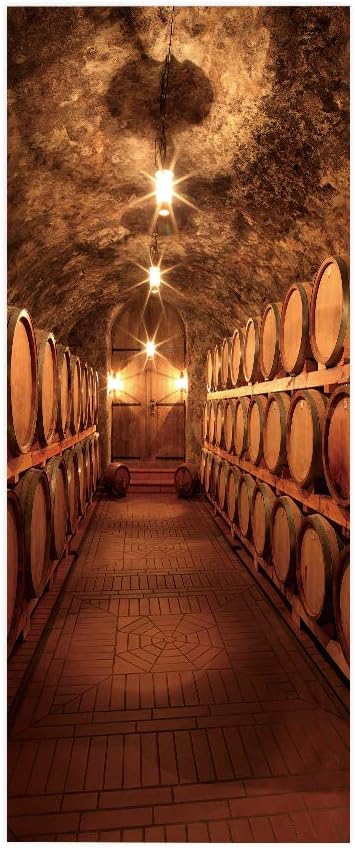 3D Door Stickers Murals - Peel & Stick Wine Cellar Theme Removable PVC Waterproof Poster, 37.4" x 84.6" for Bedroom Living Room