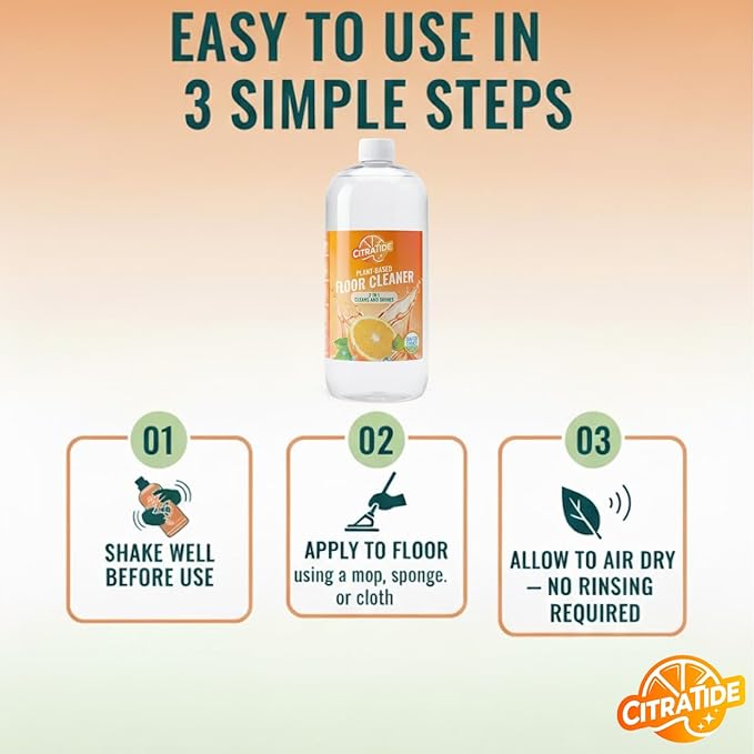 Floor Cleaner – Heavy Duty Plant-Based Cleaning & Conditioning Citrus Formula for Tile, Wood, Laminate & Vinyl – Non-Toxic, Streak-Free, Safe for Kids & Pets (2 Pack)