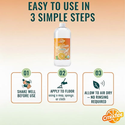 Floor Cleaner – Heavy Duty Plant-Based Cleaning & Conditioning Citrus Formula for Tile, Wood, Laminate & Vinyl – Non-Toxic, Streak-Free, Safe for Kids & Pets (2 Pack)