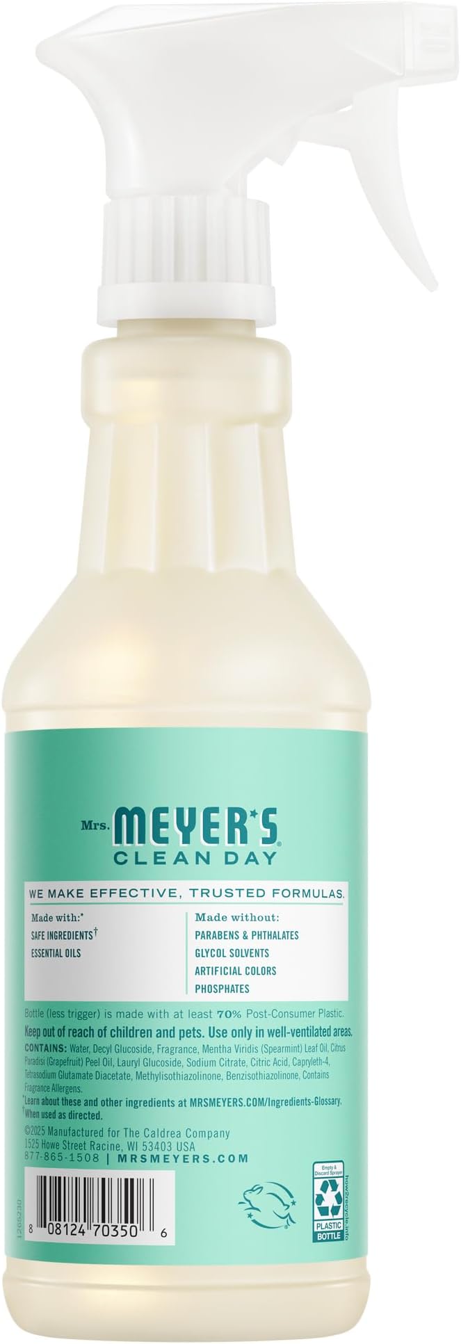 MRS. MEYER'S CLEAN DAY Multi-Surface Everyday Cleaner, Mint Scent, 16 Fl Oz Bottle - 3 Pack