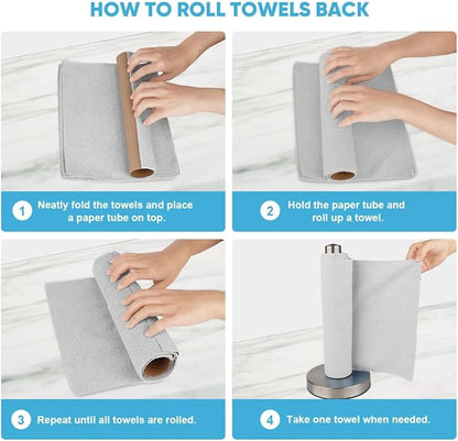 AIDEA Microfiber Cleaning Cloth Roll, Grey 75PK, Reusable Paper Towels Tear Away Cloth, Microfiber Towels for Cars, Wash Cloths, Lint Free Rags for House, Kitchen,Window,Cleaning Supplies 11.5"×11.5"