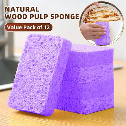 24 - Pack Non-Scratch Scrub Sponges - Sponges for Dishes and Washing Dishes, Cleaning Sponges for Kitchen Home and More（Purple）