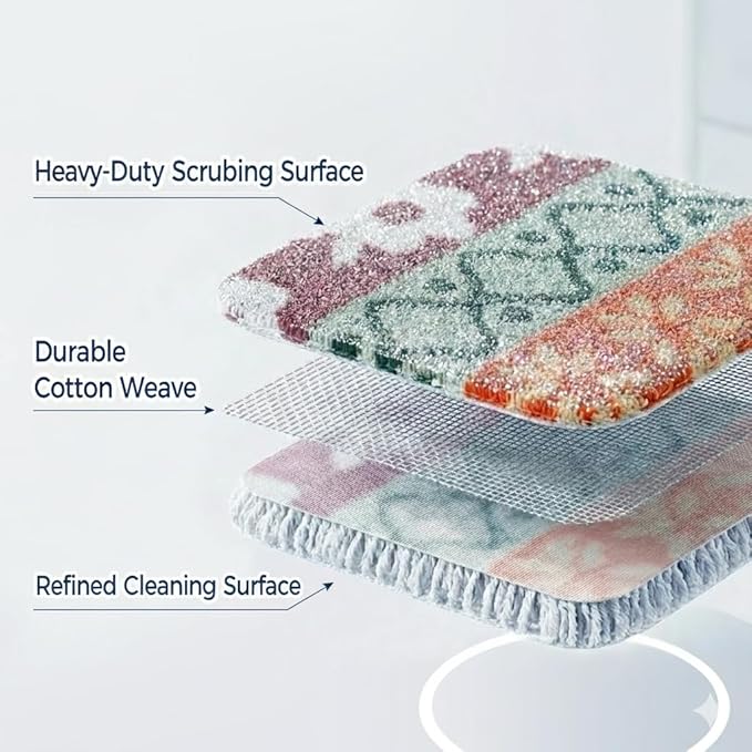 Amarelle GEN II Dish Washing Scrubbers (3-Pack), Made in Green Kitchen Scrubbers for Dishes, Non Scratch Pot & Pan Scrubber, Dual-Sided Heavy-Duty Scouring Pads, Reusable (Nordic Folk)