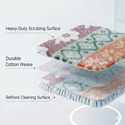 Amarelle GEN II Dish Washing Scrubbers (3-Pack), Made in Green Kitchen Scrubbers for Dishes, Non Scratch Pot & Pan Scrubber, Dual-Sided Heavy-Duty Scouring Pads, Reusable (Nordic Folk)
