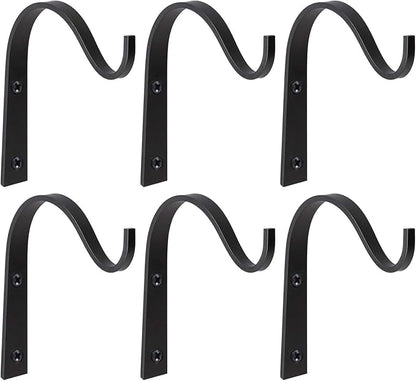 Mkono 6 Pack Iron Wall Hooks for Hanging Plant Lanterns, Plant Hanger Fence Metal Bracket for Bird Feeders, Wind Chimes, Mason Jar Sconces, Light Outdoor Indoor Rustic Home Decor, 3 Inch