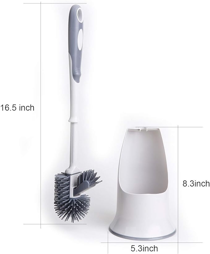 KeFanta Toilet Brush and Holder 2PACKS,Silicon Toilet Bowl Cleaning Brush Set,Under Rim Lip Brush and Storage Caddy for Bathroom