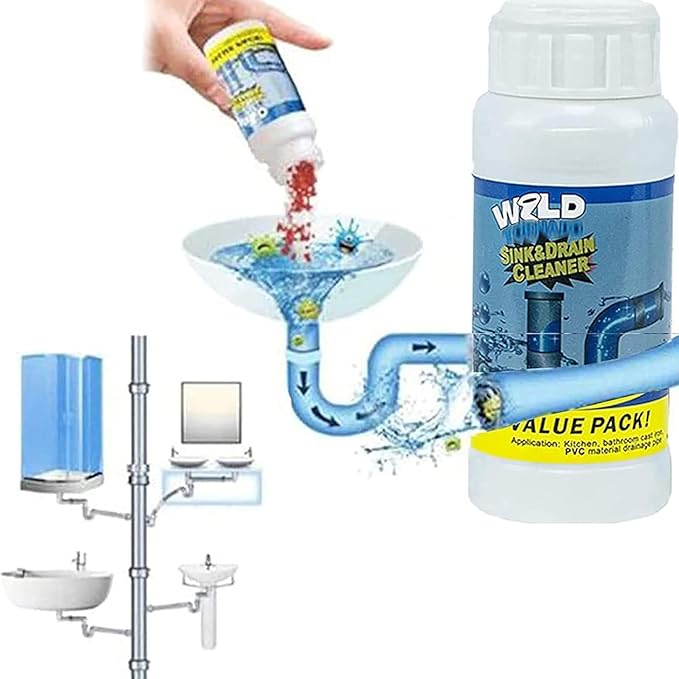 Wild Tornado Drain - Ivyever Drain Cleaner, World Quick Pass Sink & Drains Cleaner, Portable Powder Cleaning Tool for Kitchen Toilet Pipe Dredging (2pcs)