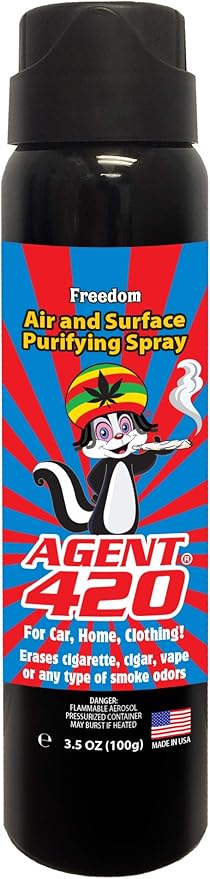 Agent 420 Odor Eliminator Aerosol Spray, Freedom, 3.5 oz — Tea Tree Oil Breaks Down Smoke at the Molecular Level