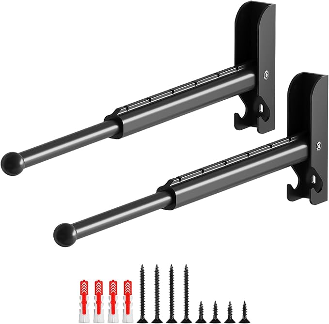 Wall Mounted Drying Rack 13" Foldable Clothes Hanger Black Pull-Out Clothes Drying Rod for Laundry, Closets, Rntryway (2, 13" Black)